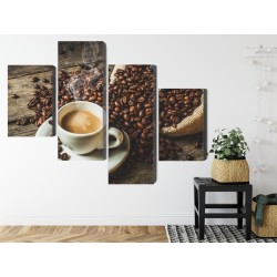 Mehrteiliges Bild Eine Tasse Heißen Kaffee