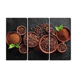 Mehrteiliges Bild Gemahlener Kaffee Und Bohnen