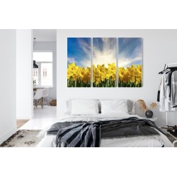 Mehrteiliges Bild 3D Narzissenfeld