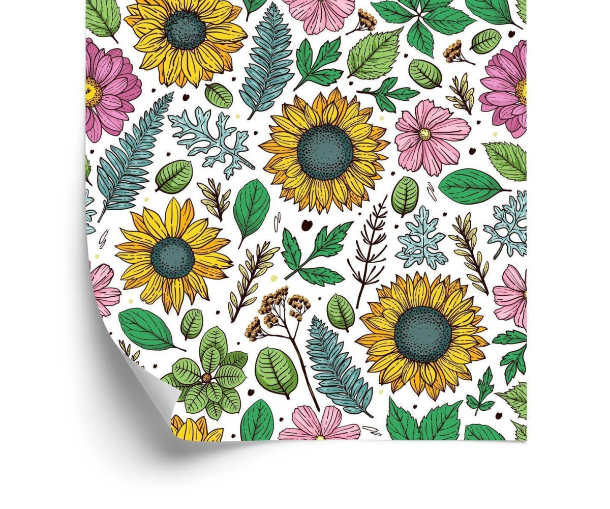 Tapete Bunte Sonnenblumen Mit Pflanzen