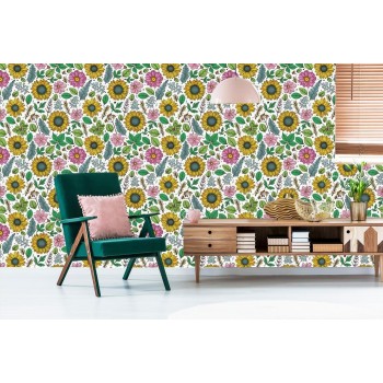 Tapete Bunte Sonnenblumen Mit Pflanzen