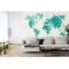 Fototapete Aquarell Weltkarte Grün
