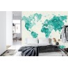 Fototapete Aquarell Weltkarte Grün