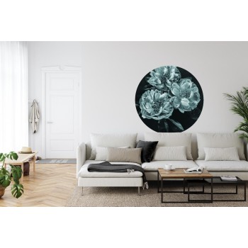 Fototapete Rund Dunkle Blumen