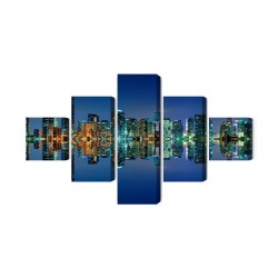 Mehrteiliges Bild Panorama Von Miami Bei Nacht