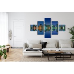Mehrteiliges Bild Panorama Von Miami Bei Nacht
