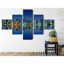 Mehrteiliges Bild Panorama Von Miami Bei Nacht