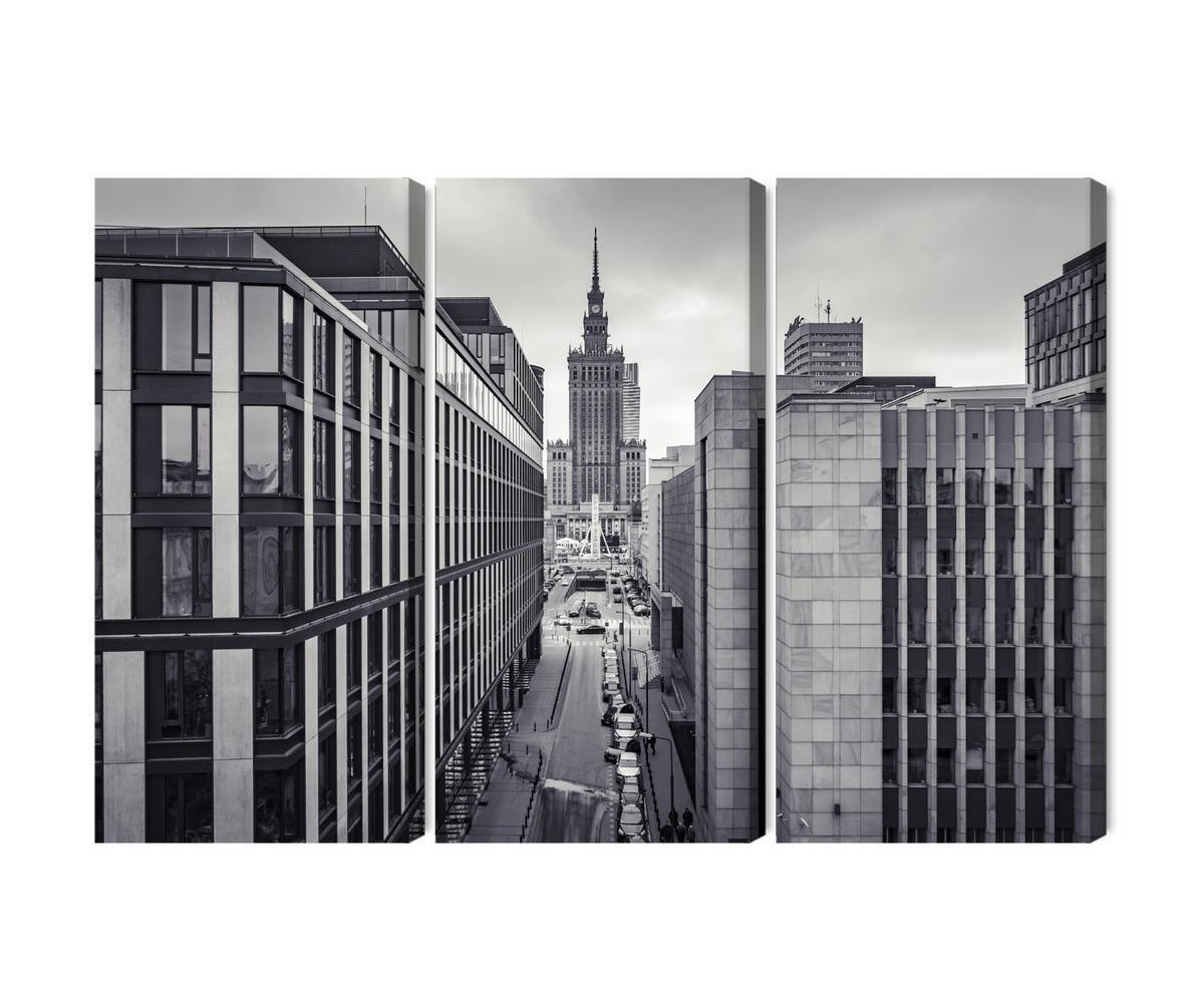Mehrteiliges Bild Schwarz-Weiß-Panorama Des Zentrums Von Warschau
