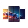 Mehrteiliges Bild 3D Futuristischer Sportwagen