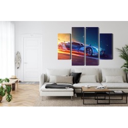 Mehrteiliges Bild 3D Futuristischer Sportwagen