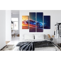 Mehrteiliges Bild 3D Futuristischer Sportwagen