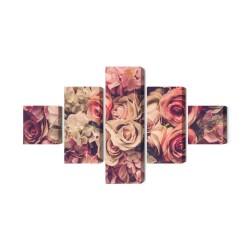 Mehrteiliges Bild Zarte Bunte 3D-Blumen