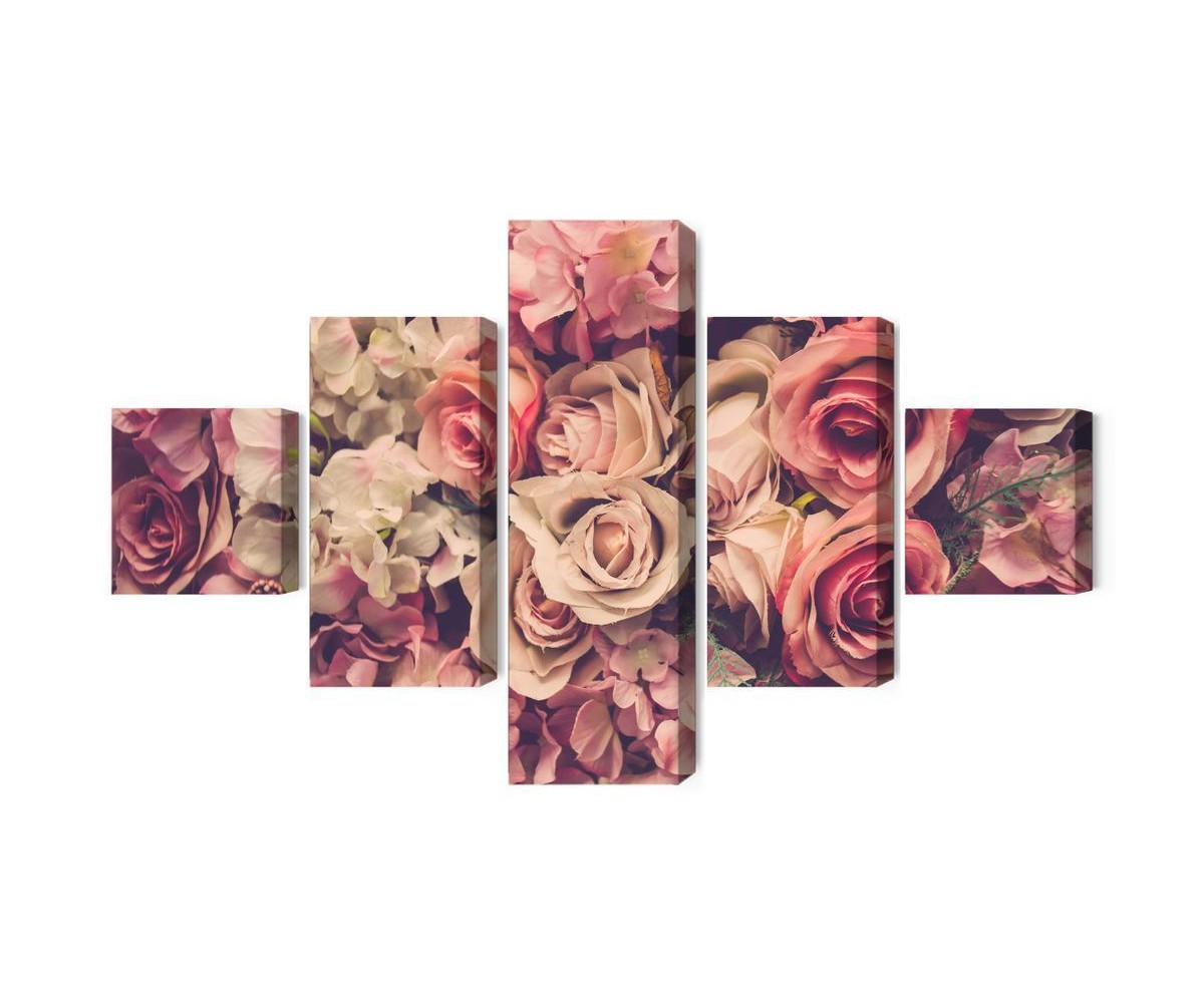 Mehrteiliges Bild Zarte Bunte 3D-Blumen