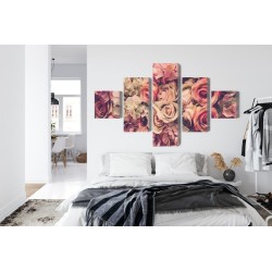 Mehrteiliges Bild Zarte Bunte 3D-Blumen