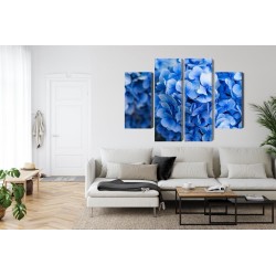 Mehrteiliges Bild Blaue Hortensienblüten Aus Nächster Nähe