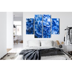 Mehrteiliges Bild Blaue Hortensienblüten Aus Nächster Nähe