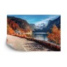 Fototapete Beautiful Landscape Mountain Forest Lake. Amazing Autumn View Of Grundlsee Alpine Lake. Great Autumn Backgrou