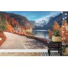 Fototapete Beautiful Landscape Mountain Forest Lake. Amazing Autumn View Of Grundlsee Alpine Lake. Great Autumn Backgrou