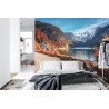 Fototapete Beautiful Landscape Mountain Forest Lake. Amazing Autumn View Of Grundlsee Alpine Lake. Great Autumn Backgrou