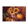 Leinwandbild Stillleben Mit Sonnenblumen Und Früchten