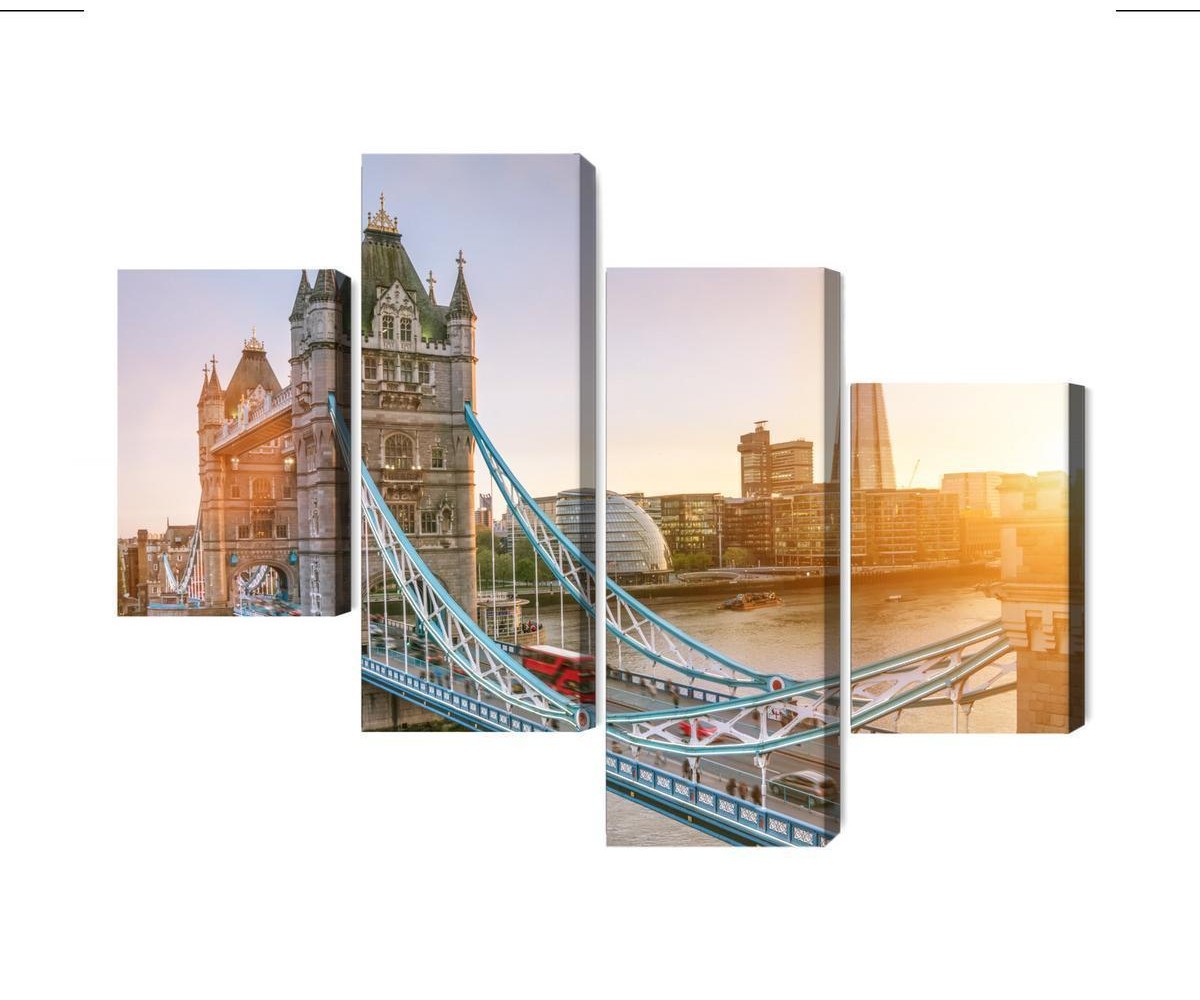 Mehrteiliges Bild Tower Bridge Bei Sonnenaufgang