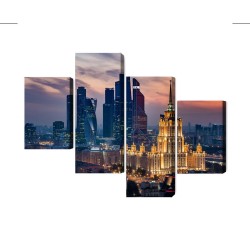 Mehrteiliges Bild Luftaufnahme Der Skyline Von Moskau