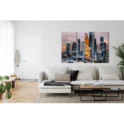 Mehrteiliges Bild Panorama Des Moskauer Stadtzentrums Und Der Wolkenkratzer