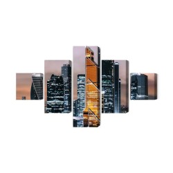 Mehrteiliges Bild Panorama Des Moskauer Stadtzentrums Und Der Wolkenkratzer