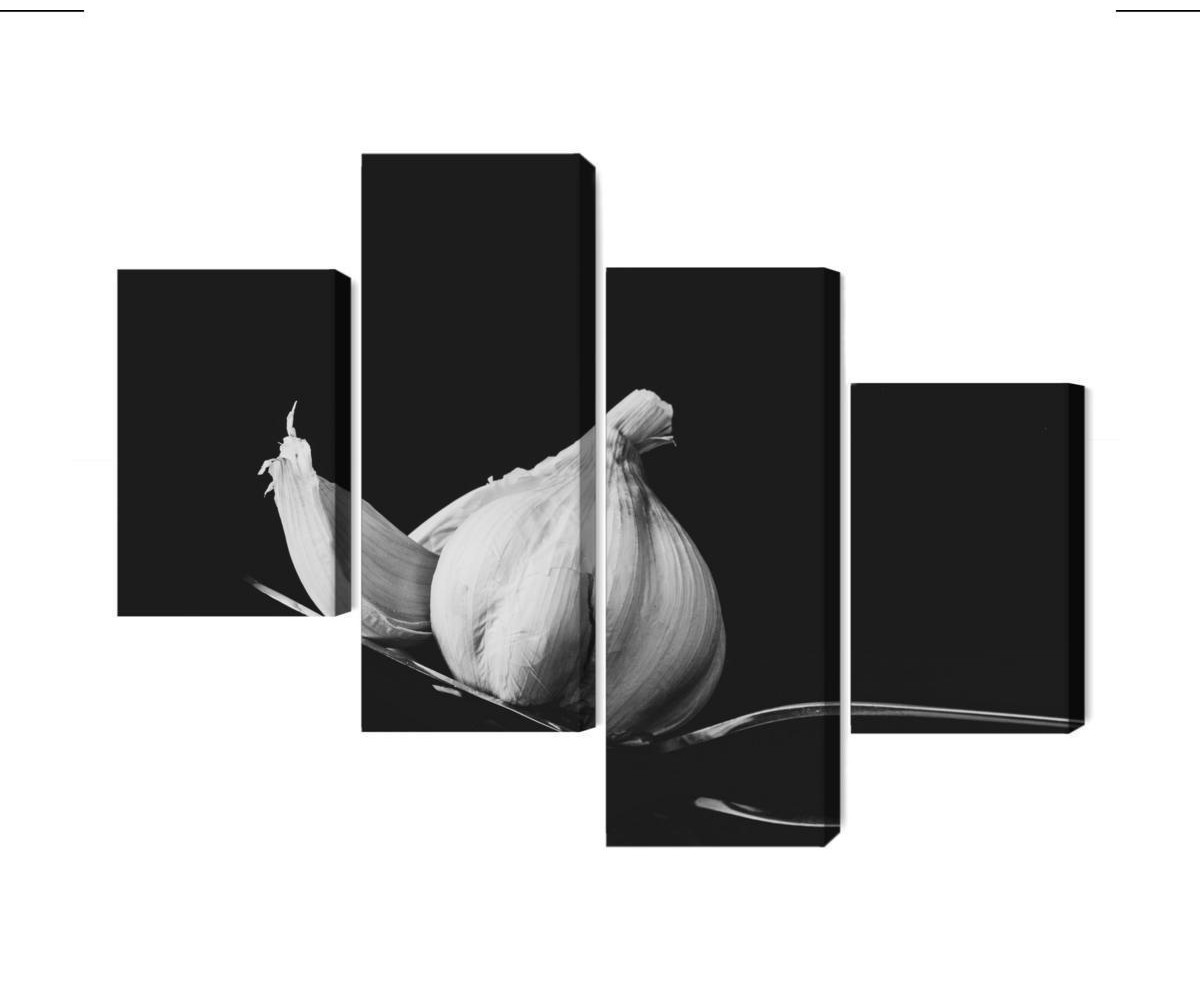Mehrteiliges Bild Ein Esslöffel Knoblauch
