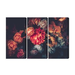 Mehrteiliges Bild Bunte Blumen Für Vintage-Stil