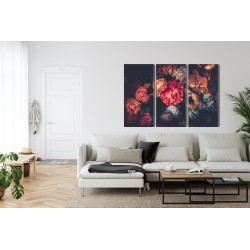 Mehrteiliges Bild Bunte Blumen Für Vintage-Stil