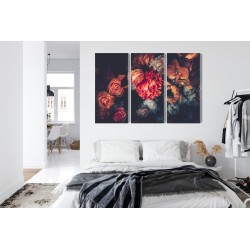 Mehrteiliges Bild Bunte Blumen Für Vintage-Stil