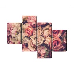 Mehrteiliges Bild Zarte Bunte 3D-Blumen
