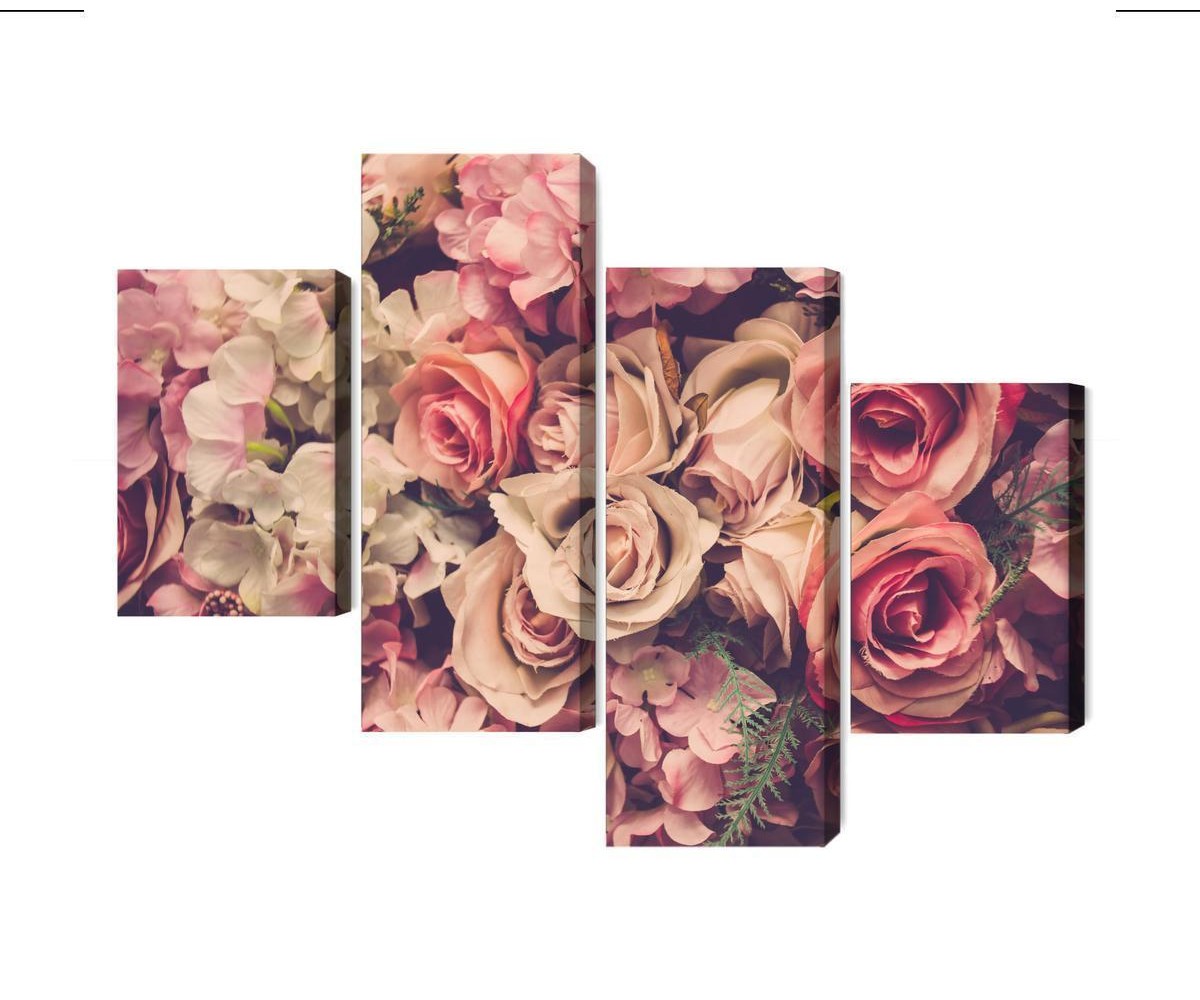 Mehrteiliges Bild Zarte Bunte 3D-Blumen