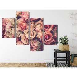 Mehrteiliges Bild Zarte Bunte 3D-Blumen