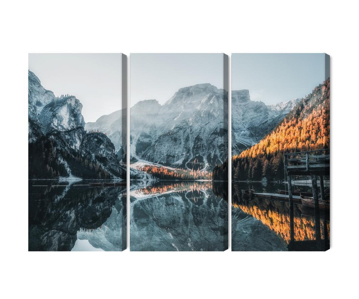 Mehrteiliges Bild Italienischer Pragser Wildsee 3D