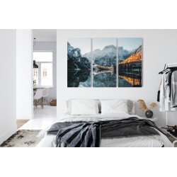 Mehrteiliges Bild Italienischer Pragser Wildsee 3D