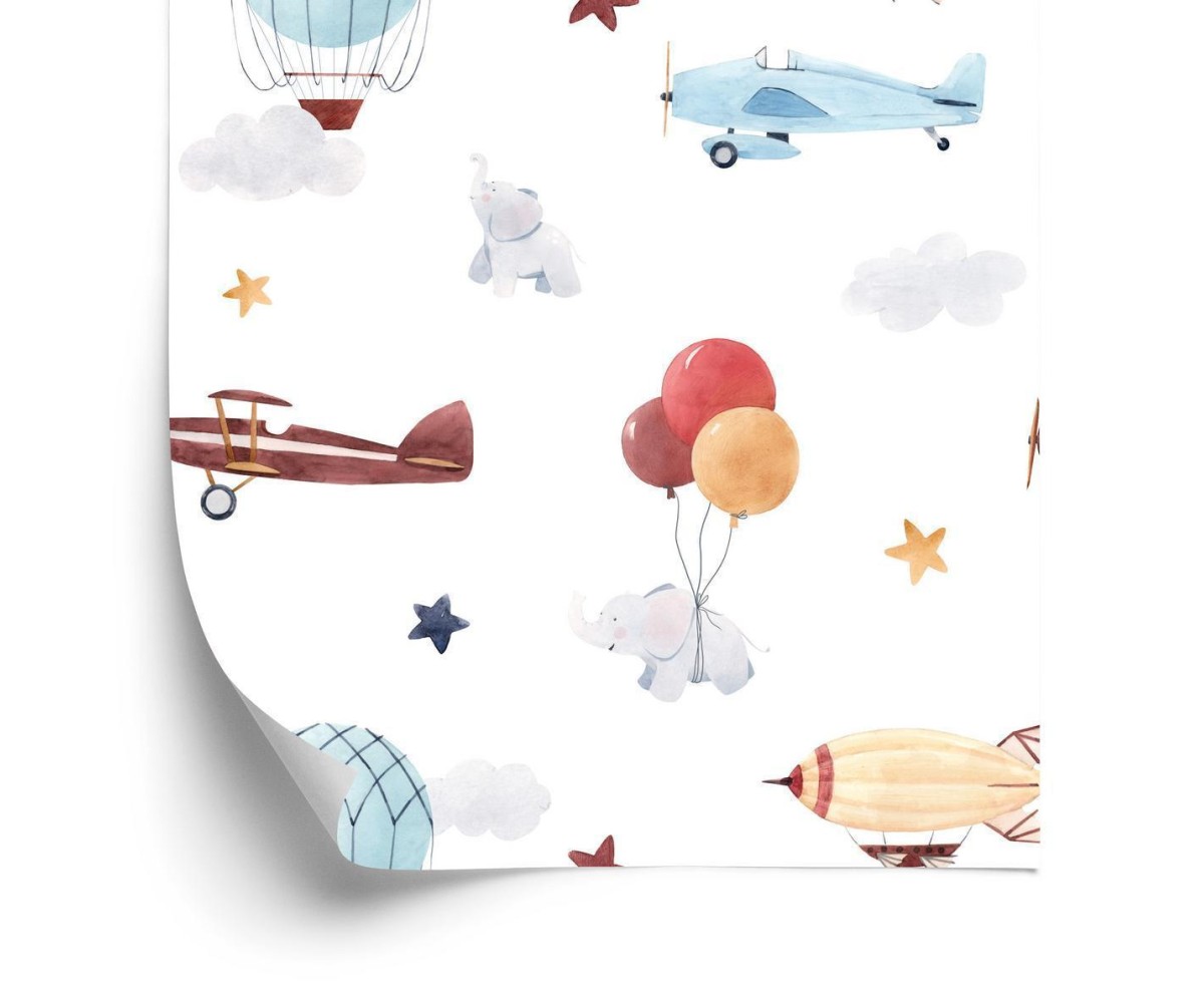 Tapete Tierbabys  Flugzeuge  Luftballons  Wolken