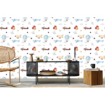 Tapete Tierbabys  Flugzeuge  Luftballons  Wolken