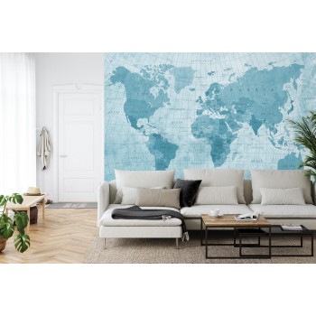 Fototapete Weltkarte Texturiert Blau