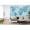 Fototapete Weltkarte Texturiert Blau