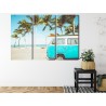 Mehrteiliges Bild Retro-Auto Am Strand 3D