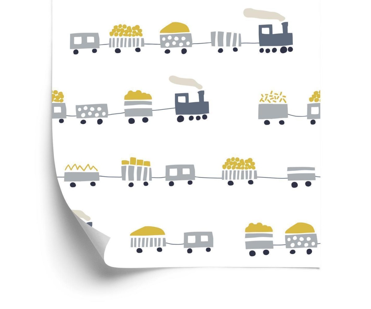 Tapete Märchenhafte Dampflokomotiven Mit Waggons