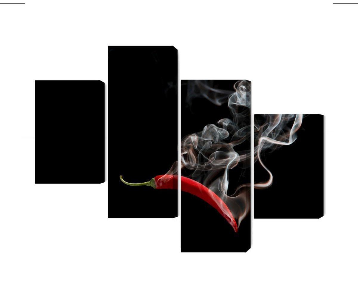 Mehrteiliges Bild Roter Chili Mit Rauch