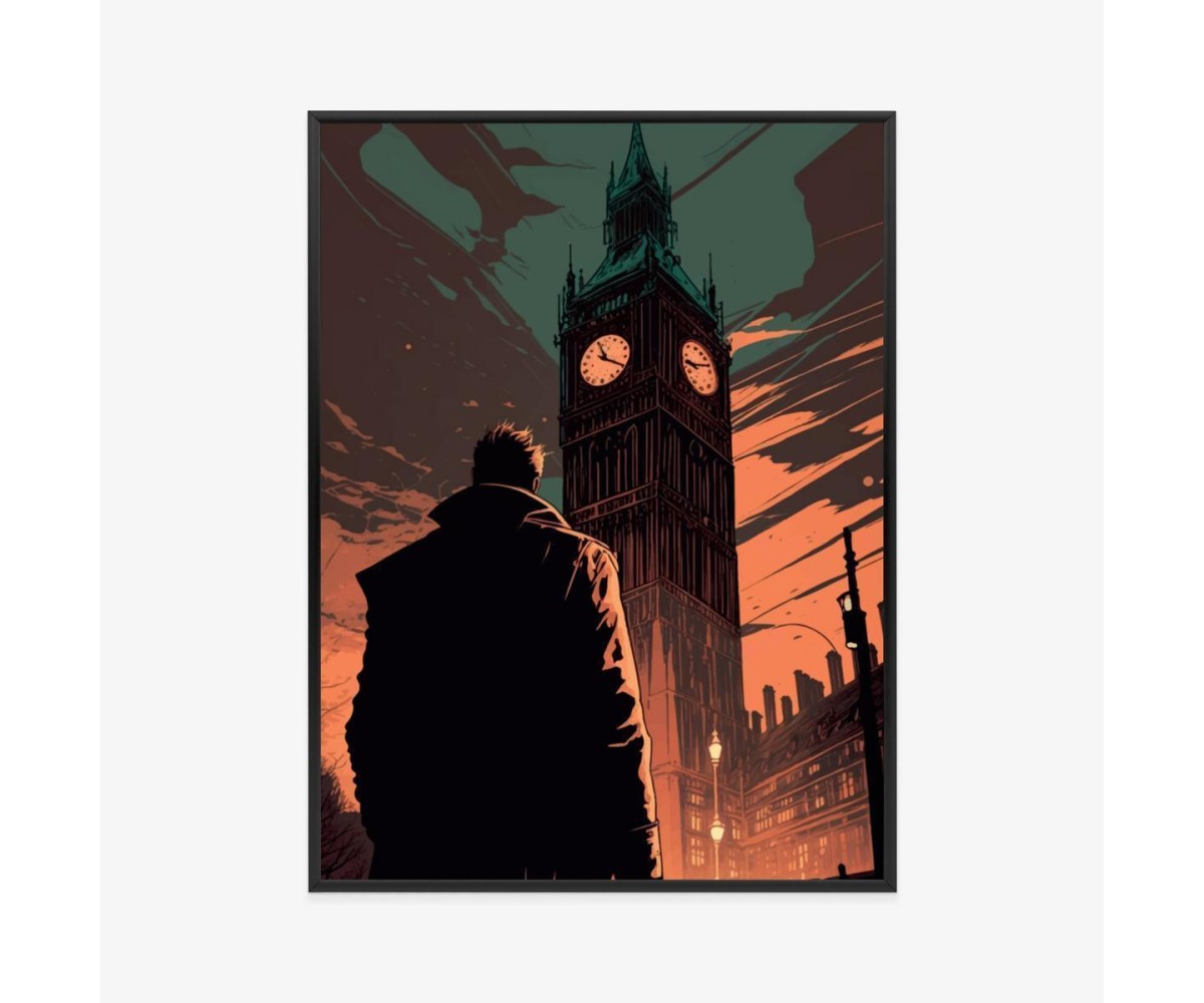 Poster Ein Mann Und Big Ben Im Comic-Stil