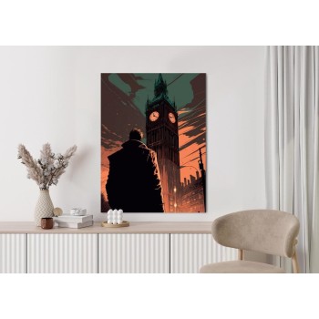 Poster Ein Mann Und Big Ben Im Comic-Stil