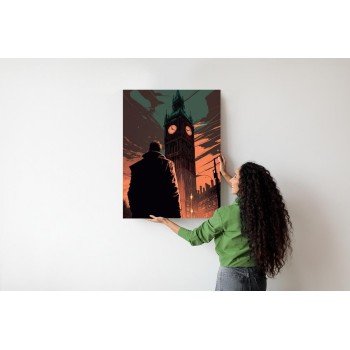 Poster Ein Mann Und Big Ben Im Comic-Stil
