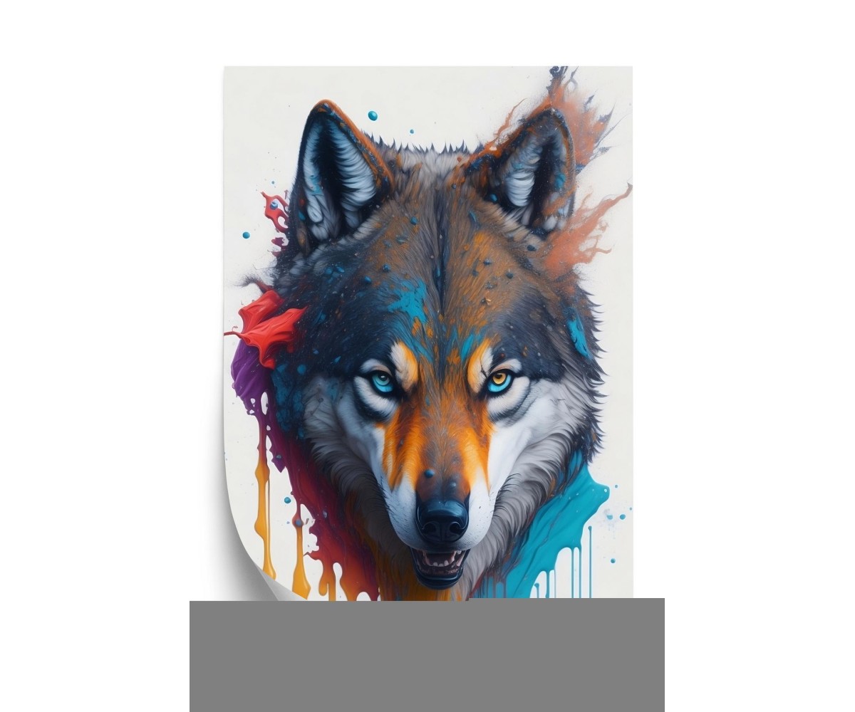 Poster Porträt Eines Wolfes In Verschiedenen Farben