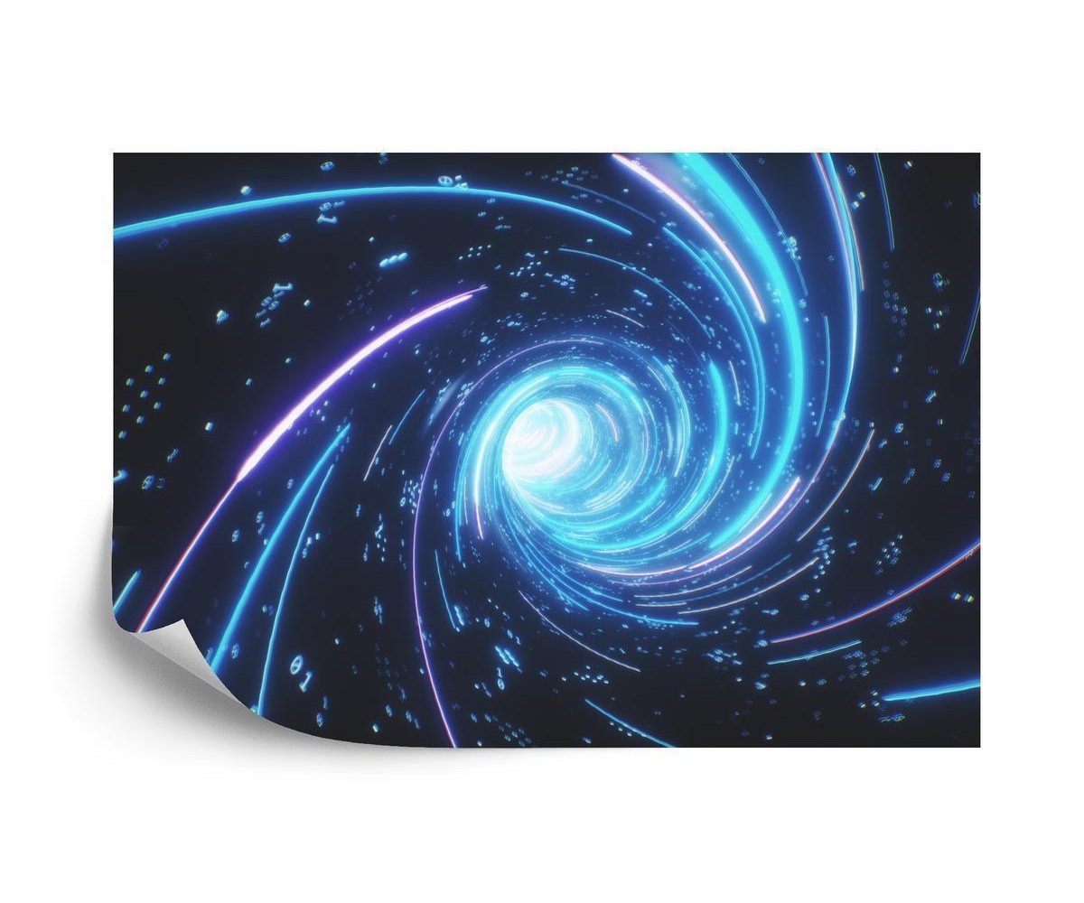 Fototapete Flying Inside Digital Data Tunnel. Futuristic Abstract Background With Neon Rays. Concept For Big Data  Block