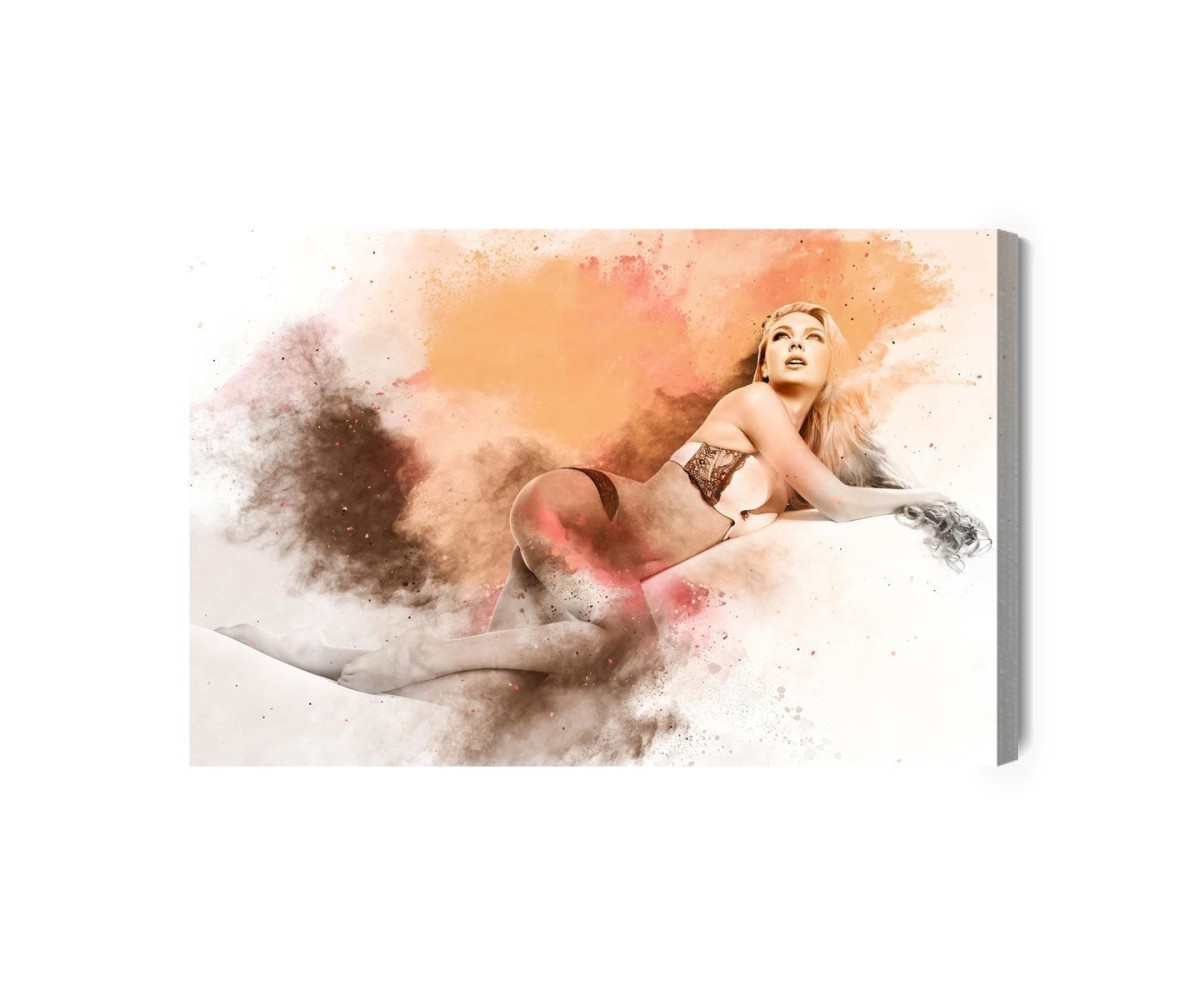 Leinwandbild Frau In Dessous In Sinnlicher Pose